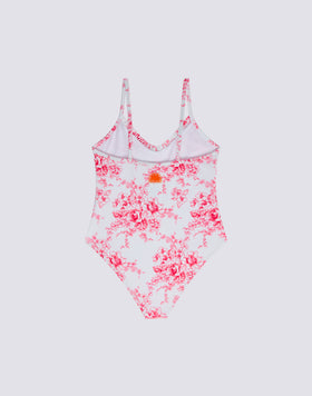 BAÑADOR DE UNA PIEZA PARA NIÑA CON ESTAMPADO ROSE DE JOIE