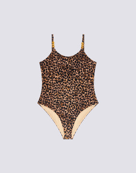LEOPARD PRINT GIRLS' ONE-PIECE SWIMSUIT