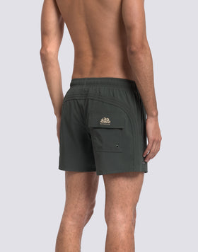 GOLDENWAVE MEN'S SHORT SWIMSUIT WITH ELASTIC WAIST, SOLID COLOR, 4WAY STRETCH