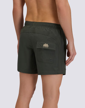 GOLDENWAVE MEN'S SHORT SWIMSUIT WITH ELASTIC WAIST, SOLID COLOR, 4WAY STRETCH