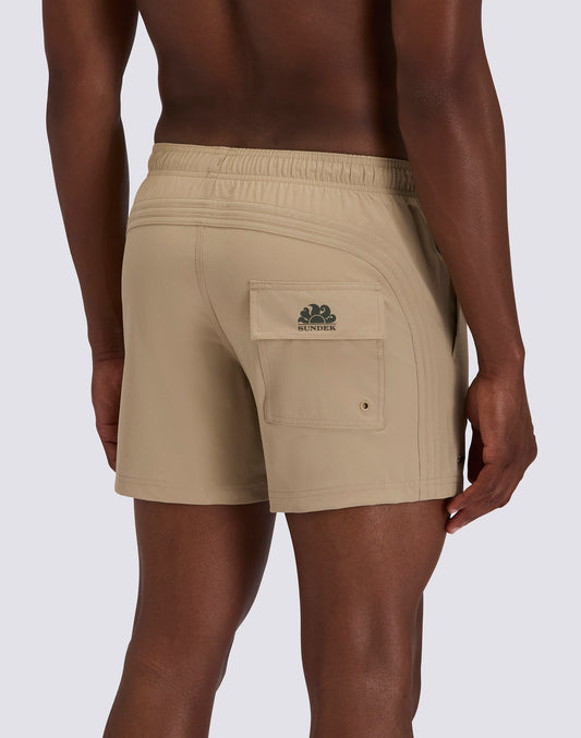 MAILLOT DE BAIN COURT POUR HOMME GOLDENWAVE AVEC TAILLE ÉLASTIQUE, COULEUR UNI 4WAY STRETCH