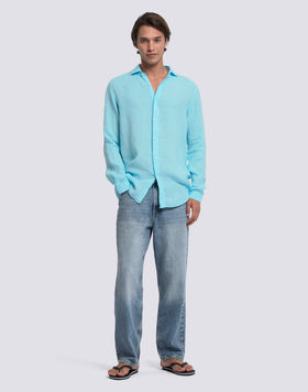 MEN'S GARMENT-DYED LINEN SHIRT
