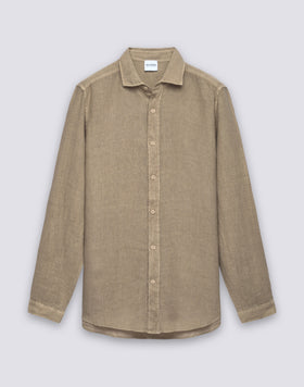 CAMISA DE LINO TEÑIDA EN PIEZA PARA HOMBRE