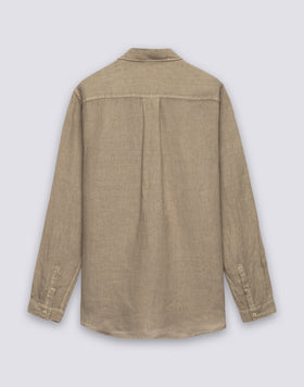 CAMISA DE LINO TEÑIDA EN PIEZA PARA HOMBRE
