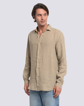 MEN'S GARMENT-DYED LINEN SHIRT