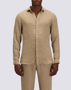CAMISA DE LINO TEÑIDA EN PIEZA PARA HOMBRE