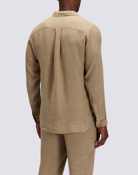 CAMISA DE LINO TEÑIDA EN PIEZA PARA HOMBRE