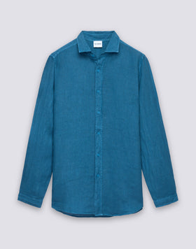 CAMISA DE LINO TEÑIDA EN PIEZA PARA HOMBRE