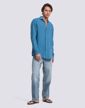 MEN'S GARMENT-DYED LINEN SHIRT