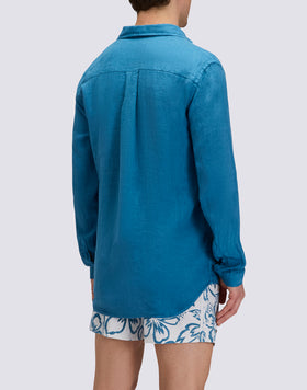 CAMISA DE LINO TEÑIDA EN PIEZA PARA HOMBRE