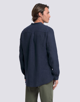 MEN'S MANDARIN SHIRT IN GARMENT-DYED LINEN