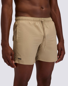 GOLDENWAVE MEN'S SHORT SWIMSUIT WITH ELASTIC WAIST, SOLID COLOR, NYLON TASLAN, COTTON TOUCH