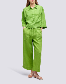 SHORT LINEN SHIRT WITH MAXI POCKET