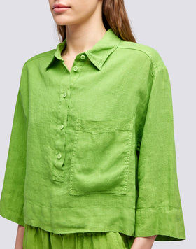 SHORT LINEN SHIRT WITH MAXI POCKET