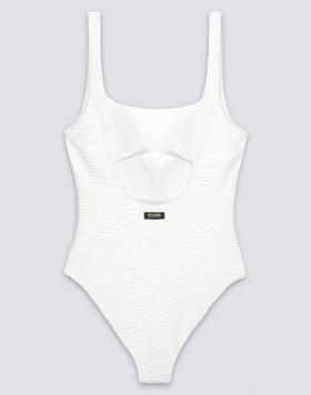 WOMEN'S ONE-PIECE SWIMSUIT WITH WAVE EFFECT JACQUARD