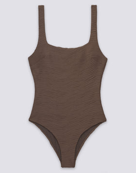 WOMEN'S ONE-PIECE SWIMSUIT WITH WAVE EFFECT JACQUARD