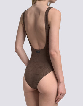 BAÑADOR DE UNA PIEZA PARA MUJER CON EFECTO WAVE EN JACQUARD