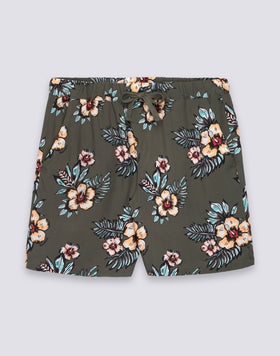 PANTALÓN CORTO ESTAMPADO DE VISCOSA POPELÍN