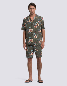 PANTALÓN CORTO ESTAMPADO DE VISCOSA POPELÍN