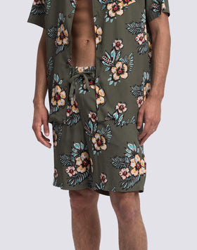PANTALÓN CORTO ESTAMPADO DE VISCOSA POPELÍN