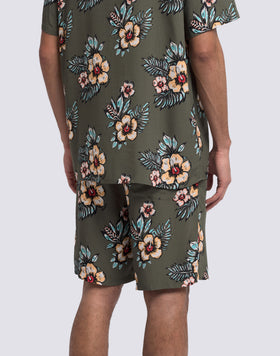 PANTALÓN CORTO ESTAMPADO DE VISCOSA POPELÍN