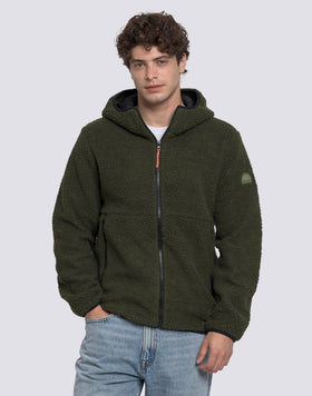 CHAQUETA TEDDY HOMBRE CON CAPUCHA Y CREMALLERA