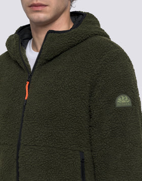CHAQUETA TEDDY HOMBRE CON CAPUCHA Y CREMALLERA