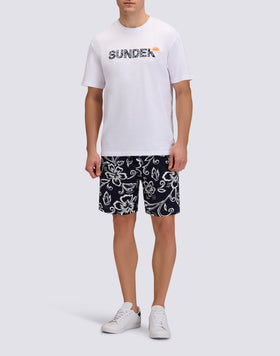 T-SHIRT HOMME À COL ROND AVEC IMPRIMÉ HIBISCUS D'ARCHIVES