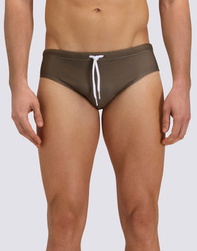 LEONARDO MEN'S SWIM BRIEFS WITH SHADERED LOGO PRINT