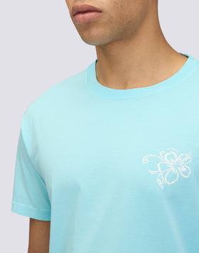 T-SHIRT HOMME À COL ROND AVEC IMPRIMÉ HIBISCUS D'ARCHIVES
