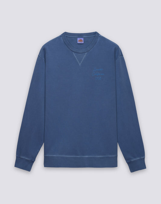 SUDADERA DE MANO CON CUELLO REDONDO Y TEÑIDA EN JUSTO