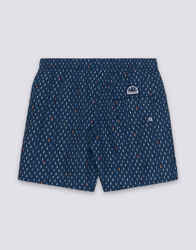 MID-LENGTH SWIMSHORTS WITH ELASTICATED WAIST AND RICE SURF PRINT IN REPREVE® RECYCLED POLYESTER