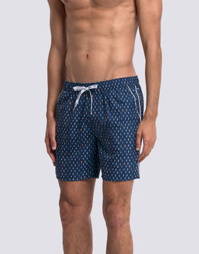 MID-LENGTH SWIMSHORTS WITH ELASTICATED WAIST AND RICE SURF PRINT IN REPREVE® RECYCLED POLYESTER