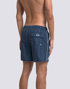 MID-LENGTH SWIMSHORTS WITH ELASTICATED WAIST AND RICE SURF PRINT IN REPREVE® RECYCLED POLYESTER