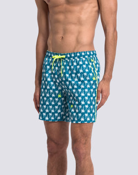 MEN'S MID-LENGTH SWIMSHORTS WITH ELASTIC WAIST AND UPSIDE DOWN PRINT IN REPREVE® RECYCLED POLYESTER