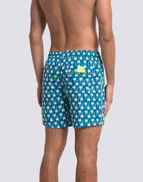 MEN'S MID-LENGTH SWIMSHORTS WITH ELASTIC WAIST AND UPSIDE DOWN PRINT IN REPREVE® RECYCLED POLYESTER