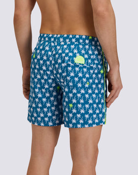 MEN'S MID-LENGTH SWIMSHORTS WITH ELASTIC WAIST AND UPSIDE DOWN PRINT IN REPREVE® RECYCLED POLYESTER