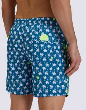 MEN'S MID-LENGTH SWIMSHORTS WITH ELASTIC WAIST AND UPSIDE DOWN PRINT IN REPREVE® RECYCLED POLYESTER