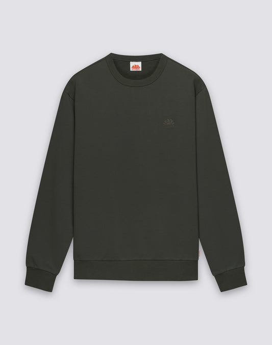 SUDADERA DE MANO DEGARRADA CON CUELLO REDONDO Y LOGOTIPO BORDADO