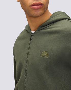 SUDADERA DE HOMBRE CON CAPUCHA Y CREMALLERA CENTRAL