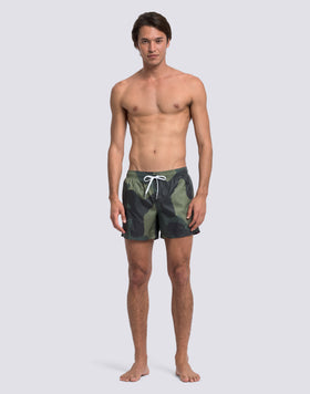 BAÑADOR DE PANTALÓN CORTO CON CINTURA ELÁSTICA ESTAMPADO DE CAMUFLAJE TEJIDO RIP-STOP