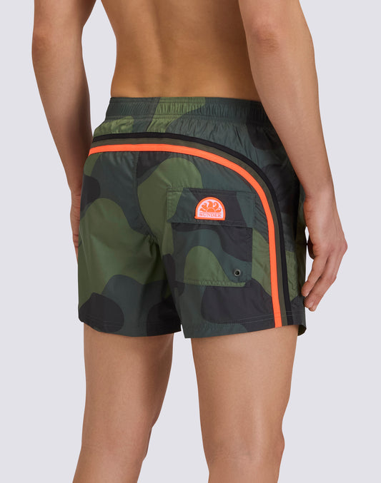 COSTUME DA BAGNO UOMO CORTO VITA ELASTICATA STAMPA CAMOU TESSUTO RIP-STOP