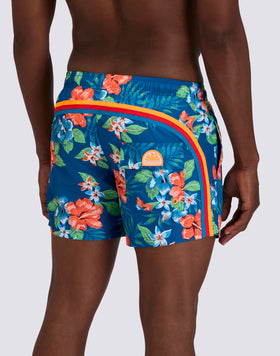 MAILLOT DE BAIN COURT À TAILLE ÉLASTIQUE EN POLYESTER RECYCLÉ REPREVE® AVEC IMPRIMÉ ISLAND BLISS