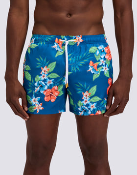 MAILLOT DE BAIN COURT À TAILLE ÉLASTIQUE EN POLYESTER RECYCLÉ REPREVE® AVEC IMPRIMÉ ISLAND BLISS