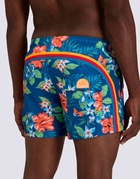 MAILLOT DE BAIN COURT À TAILLE ÉLASTIQUE EN POLYESTER RECYCLÉ REPREVE® AVEC IMPRIMÉ ISLAND BLISS