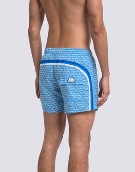 SHORT SWIMSHORTS WITH ELASTICATED WAIST REPREVE® RECYCLED POLYESTER WITH SUNSET MAIOLICA PRINT