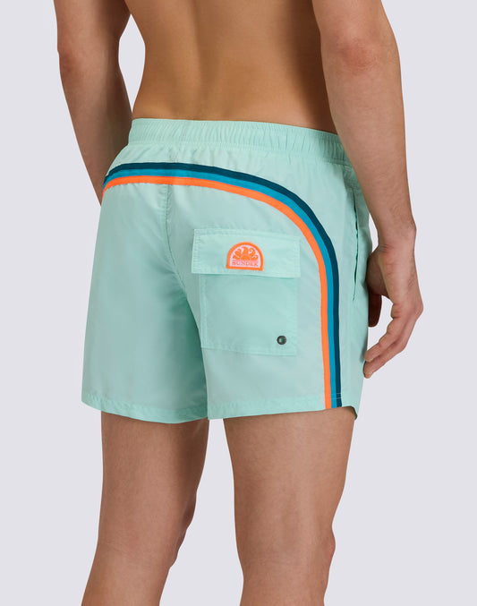 MAILLOT DE BAIN COURT EN TAFFETAS POUR HOMME À TAILLE ÉLASTIQUE 