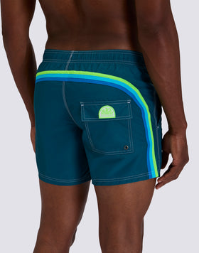 MAILLOT DE BAIN COURT EN TAFFETAS POUR HOMME À TAILLE ÉLASTIQUE E