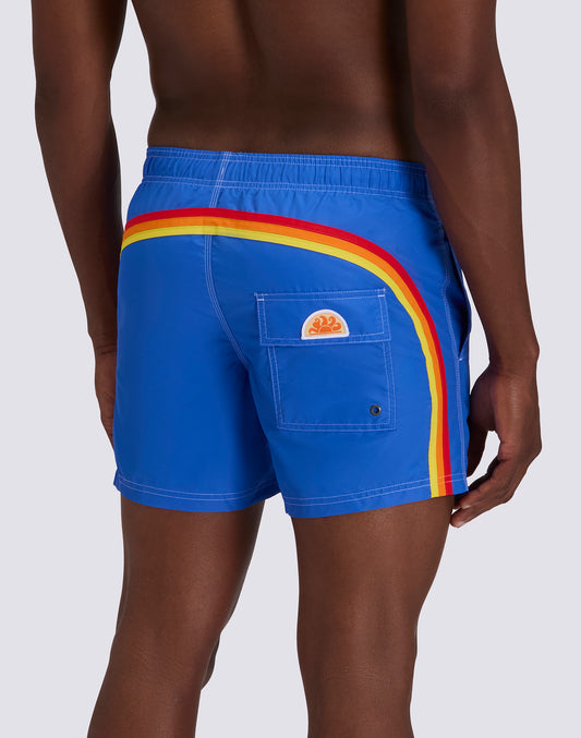 MAILLOT DE BAIN COURT EN TAFFETAS POUR HOMME, À TAILLE ÉLASTIQUE ET À L'EMBALLAGE ÉLASTIQUE