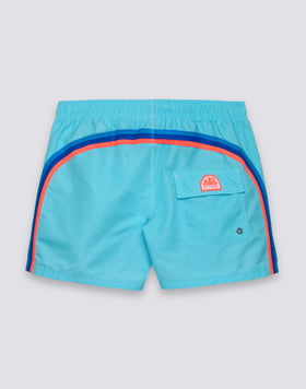 MAILLOT DE BAIN COURT EN TAFFETAS POUR HOMME, À TAILLE ÉLASTIQUE ET À L'EMBALLAGE ÉLASTIQUE